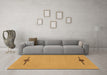 Machine Washable Abstract Brown Modern Rug in a Living Room,, wshabs1873brn