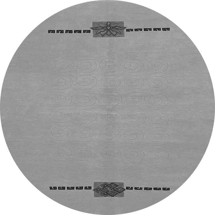 Round Machine Washable Abstract Gray Modern Rug, wshabs1873gry