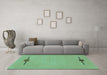 Machine Washable Abstract Turquoise Modern Area Rugs in a Living Room,, wshabs1873turq