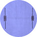 Round Machine Washable Abstract Blue Modern Rug, wshabs1873blu