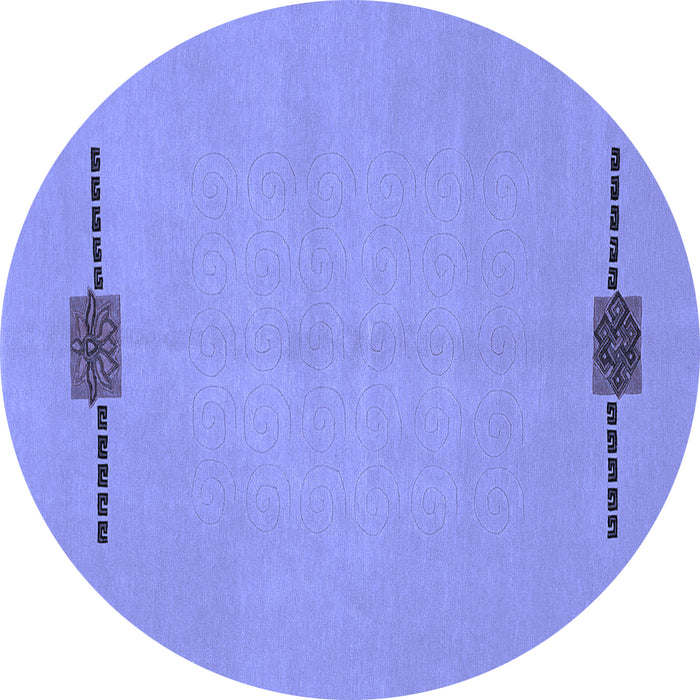 Round Abstract Blue Modern Rug, abs1873blu