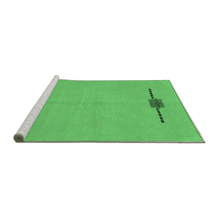 Sideview of Machine Washable Abstract Emerald Green Modern Area Rugs, wshabs1873emgrn