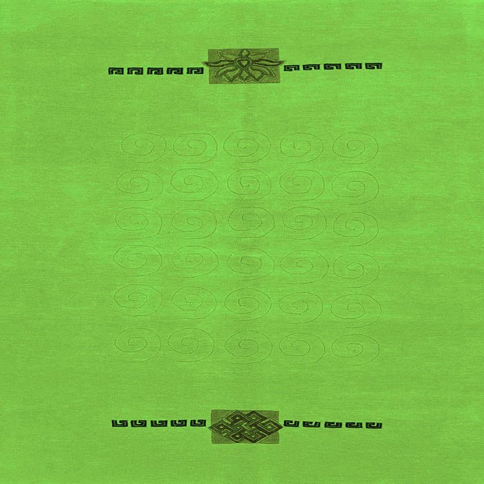 Square Machine Washable Abstract Green Modern Area Rugs, wshabs1873grn