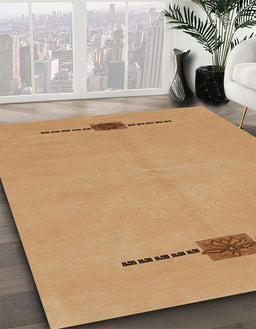 Machine Washable Abstract Orange Rug in a Family Room, wshabs1873