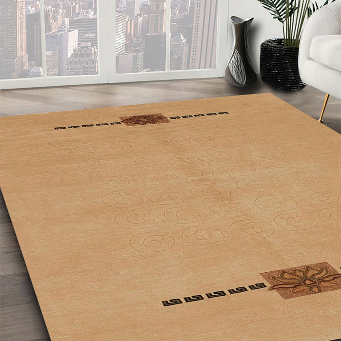 Machine Washable Abstract Orange Rug in a Family Room, wshabs1873