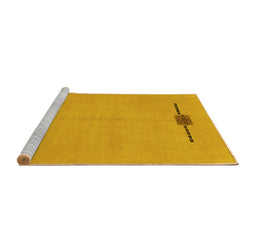 Sideview of Machine Washable Abstract Yellow Modern Rug, wshabs1873yw