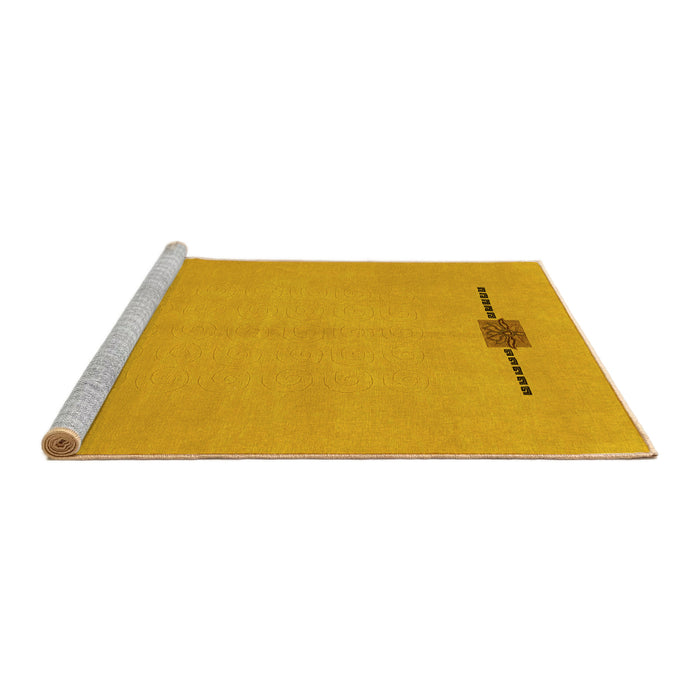 Sideview of Machine Washable Abstract Yellow Modern Rug, wshabs1873yw
