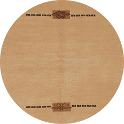Round Machine Washable Abstract Orange Rug, wshabs1873