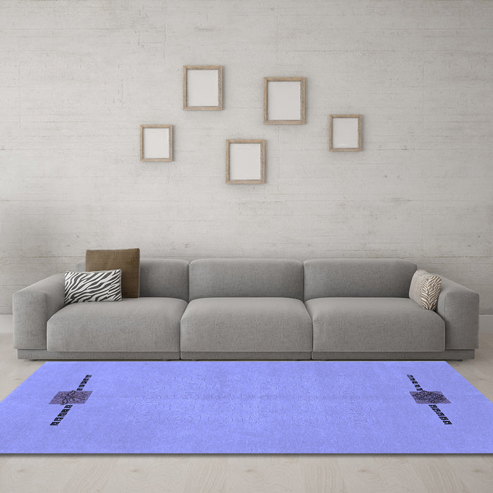 Machine Washable Abstract Blue Modern Rug in a Living Room, wshabs1873blu