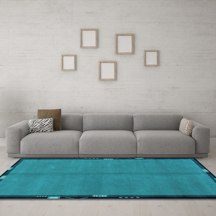 Machine Washable Abstract Light Blue Modern Rug in a Living Room, wshabs1874lblu