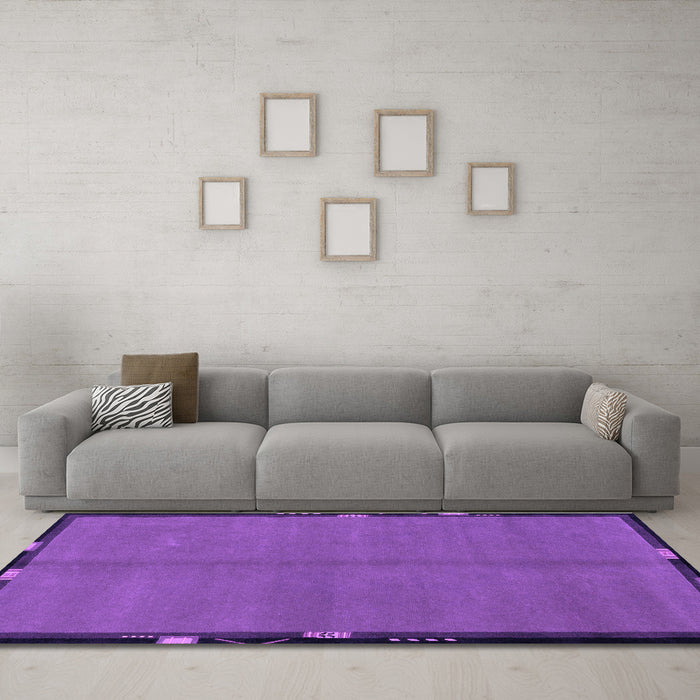 Machine Washable Abstract Purple Modern Area Rugs in a Living Room, wshabs1874pur