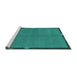 Sideview of Machine Washable Abstract Turquoise Modern Area Rugs, wshabs1874turq