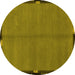 Round Abstract Yellow Modern Rug, abs1874yw