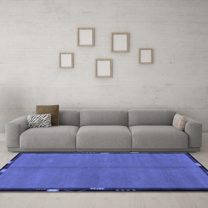Machine Washable Abstract Blue Modern Rug in a Living Room, wshabs1874blu