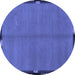 Round Abstract Blue Modern Rug, abs1874blu