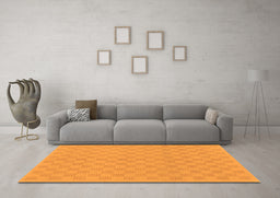 Machine Washable Checkered Orange Modern Area Rugs in a Living Room, wshabs1875org