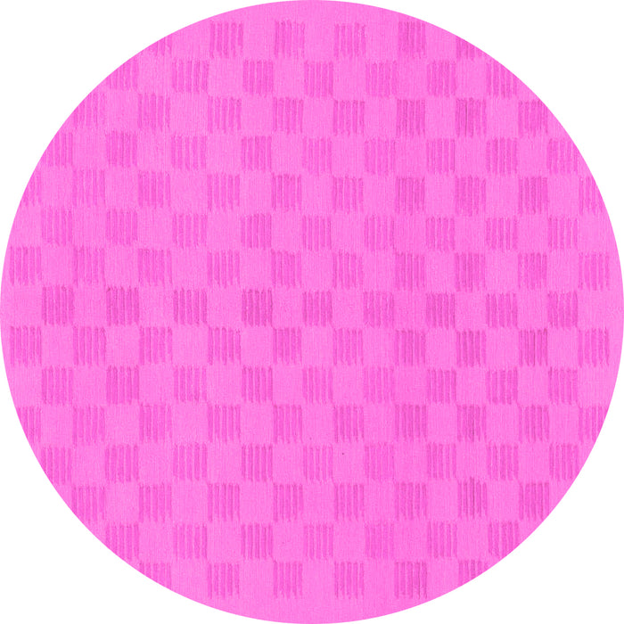 Round Machine Washable Checkered Pink Modern Rug, wshabs1875pnk