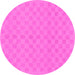 Round Machine Washable Checkered Pink Modern Rug, wshabs1875pnk