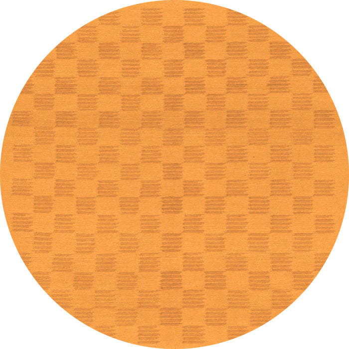 Round Machine Washable Checkered Orange Modern Area Rugs, wshabs1875org