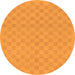 Round Machine Washable Checkered Orange Modern Area Rugs, wshabs1875org