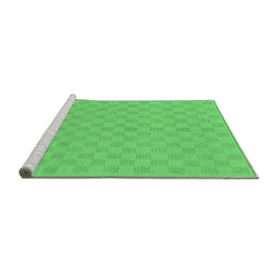 Sideview of Machine Washable Checkered Emerald Green Modern Area Rugs, wshabs1875emgrn