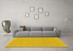 Machine Washable Checkered Yellow Modern Rug in a Living Room, wshabs1875yw