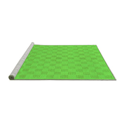 Sideview of Machine Washable Checkered Green Modern Area Rugs, wshabs1875grn