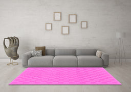 Machine Washable Checkered Pink Modern Rug in a Living Room, wshabs1875pnk
