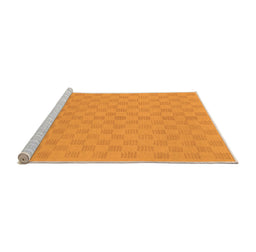 Sideview of Machine Washable Checkered Orange Modern Area Rugs, wshabs1875org