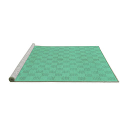 Sideview of Machine Washable Checkered Turquoise Modern Area Rugs, wshabs1875turq