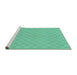 Sideview of Machine Washable Checkered Turquoise Modern Area Rugs, wshabs1875turq