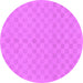 Round Machine Washable Checkered Purple Modern Area Rugs, wshabs1875pur