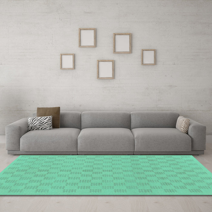 Machine Washable Checkered Turquoise Modern Area Rugs in a Living Room,, wshabs1875turq