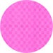 Round Checkered Pink Modern Rug, abs1875pnk