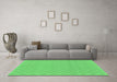 Machine Washable Checkered Emerald Green Modern Area Rugs in a Living Room,, wshabs1875emgrn