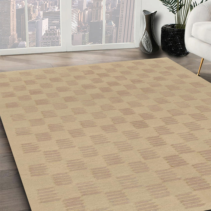 Abstract Brown Checkered Rug in Family Room, abs1875