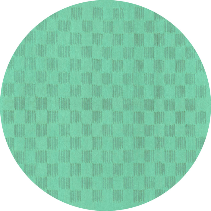Round Machine Washable Checkered Turquoise Modern Area Rugs, wshabs1875turq