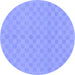 Round Machine Washable Checkered Blue Modern Rug, wshabs1875blu