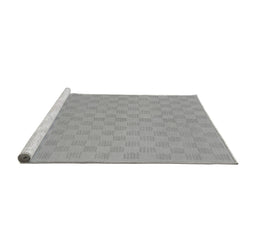 Sideview of Machine Washable Checkered Gray Modern Rug, wshabs1875gry