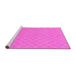 Sideview of Machine Washable Checkered Pink Modern Rug, wshabs1875pnk