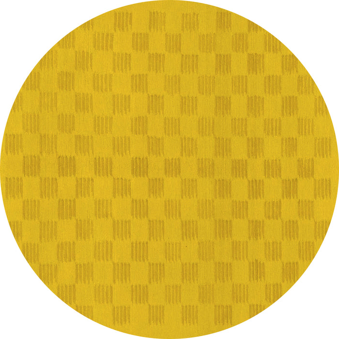 Round Machine Washable Checkered Yellow Modern Rug, wshabs1875yw