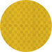 Round Machine Washable Checkered Yellow Modern Rug, wshabs1875yw