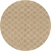 Round Abstract Brown Checkered Rug, abs1875