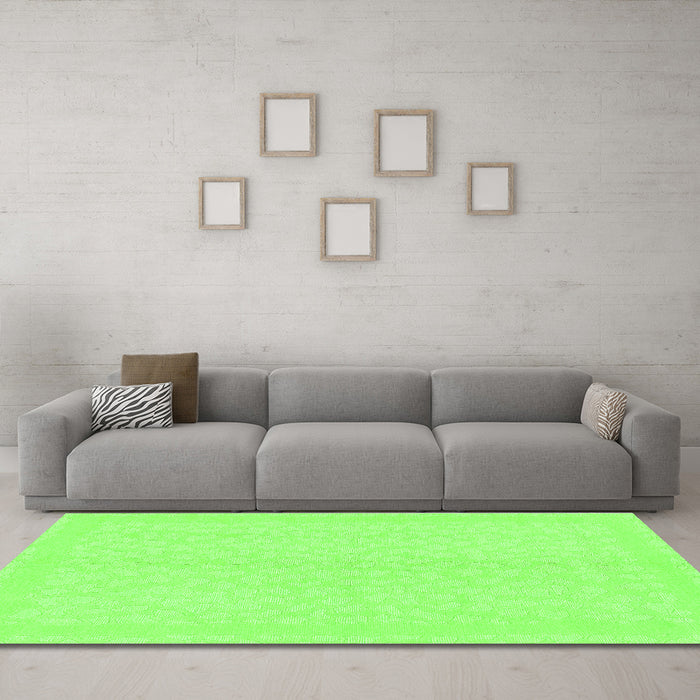 Machine Washable Solid Green Modern Area Rugs in a Living Room,, wshabs1876grn