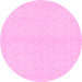 Round Machine Washable Solid Pink Modern Rug, wshabs1876pnk