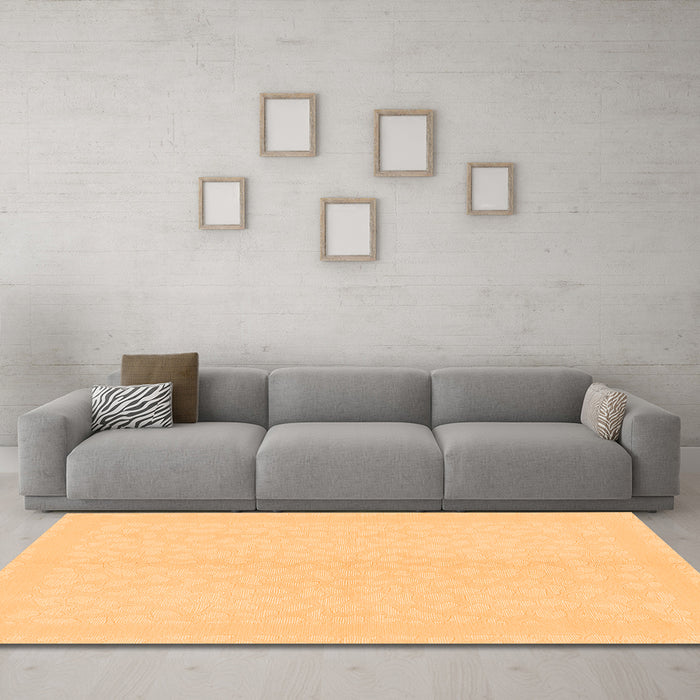 Machine Washable Solid Orange Modern Area Rugs in a Living Room, wshabs1876org