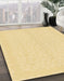 Abstract Chrome Gold Yellow Solid Rug in Family Room, abs1876