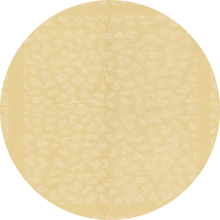 Round Abstract Chrome Gold Yellow Solid Rug, abs1876