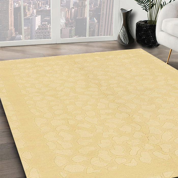 Machine Washable Abstract Chrome Gold Yellow Rug in a Family Room, wshabs1876