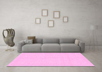 Machine Washable Solid Pink Modern Rug, wshabs1877pnk